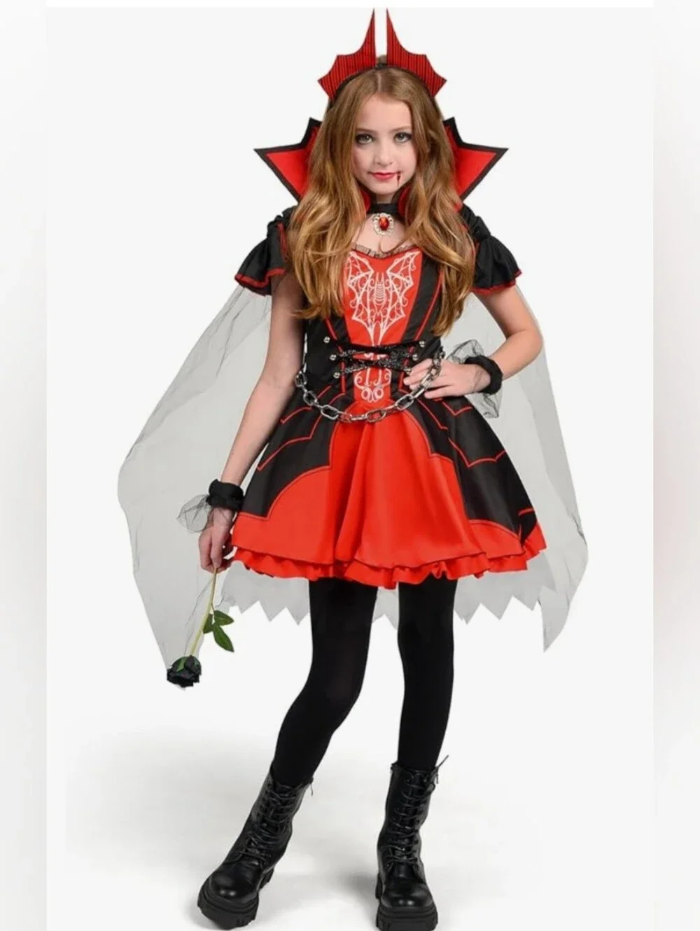 Spooktacular Creations Halloween Girls Vampire Costume Size Medium (8-10)